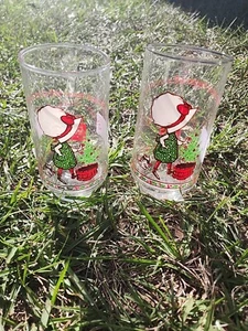 Set of 2 Vintage Holly Hobbie Coca Cola Limited Edition Merry Christmas Glasses - Picture 1 of 3