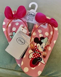 Disney Minnie Mouse Toddler Girl Flip Flops Slip On Sandals Size LARGE (9/10) - Picture 1 of 2
