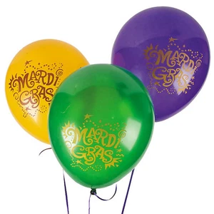 24 MARDI GRAS Fat Tuesday Party Decorations Latex BALLOONS - Picture 1 of 1