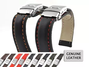 WATCH STRAP GENUINE LEATHER SAHARA AD DEPLOYMENT CLASP 20 MM us - Picture 1 of 14