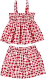 Member's Mark Girls 2 Piece Tank and Short Woven Set Red & White - Picture 1 of 3