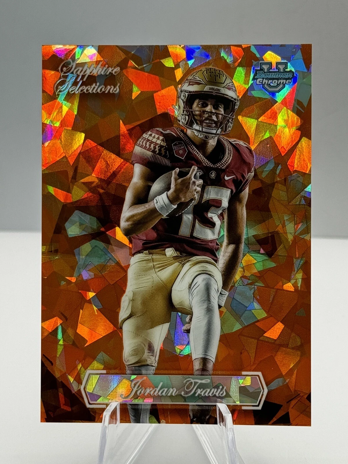 JORDAN TRAVIS 2023 Bowman Chrome U Sapphire Selections /25 Orange FSU Card