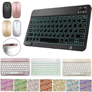 Universal 10" Backlit Wireless Keyboard&Mouse for Apple iPad 9.7"-12.9" Tablet - Picture 1 of 30
