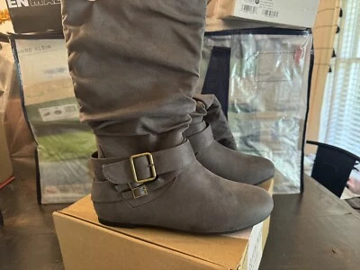 COLECCIÓN JOURNEE Mujer Marrón Chely Punta Redonda Cuña Slouch Bota Talla 9 Foto 1 de 4