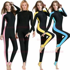 Women's One Piece Swimsuit Full Body Jumpsuit Long Sleeve Rash Guard Swimwear - Picture 1 of 16