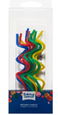 Velas de cumpleaños retorcidas, adorno de pasteles, festivo, divertido, fiesta, celebración, cupcake Foto 1 de 3