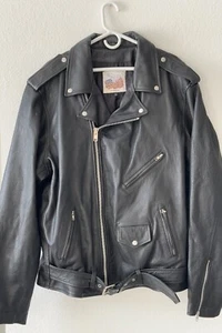 Vtg Motorcycle Jacket Size 48 Tall Genuine Leather By Excelled - Picture 1 of 15