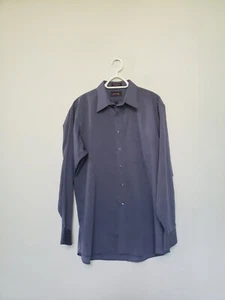The Arrow Company Mens 17 34/35 XL Dress Shirt Blue Button Front Wrinkle Free - Picture 1 of 6