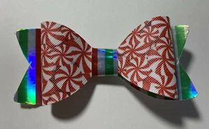 Christmas Peppermint Hair Bow - Girls HairBow; Glitter; Hand Made; Unique Design - Picture 1 of 4