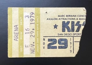 Boleto de concierto Kiss 1979 gira Dynasty 29/11/80 - San Diego Sports Arena aprox. - Imagen 1 de 2