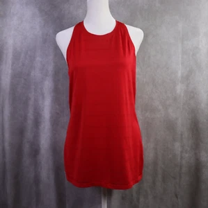 Athleta High Neck Chi Double Stripe Tank Top Womens Small Red Athletic Yoga - Picture 1 of 7