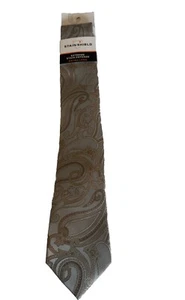 VAN HEUSEN Men's Neck Tie Taupe Paisley Extra Long Stain Shield NEW MSRP: $50. - Picture 1 of 6