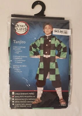Demon Slayer Tanjiro Child Halloween Costume SMALL (4-6) Anime New With Tags! - Image 1 of 3