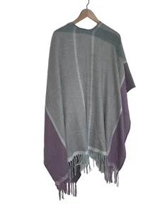 Woolrich Coperta Scialle Avvolgente Grigio e Viola - Taglia Unica - Foto 1 di 3