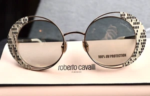 Roberto Cavalli RC 1126 32Q Gold & Cream Round Metal Sunglasses Frame 53-21-140 - Picture 1 of 8