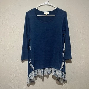 Top túnica para mujer Style & Co. azul medio mezclado dobladillo asimétrico peplum - Imagen 1 de 8