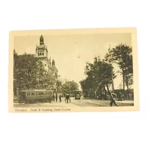 Antike 1920er China Postkarte Shanghai Bund Nanking Road Straßenbahnen Kingshill - Bild 1 von 2
