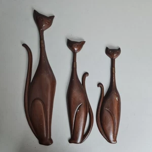Vintage Sexton USA Siamese Cat Wall Plaques Set of 3 MCM 707 Cast Metal Wall Art - Picture 1 of 22