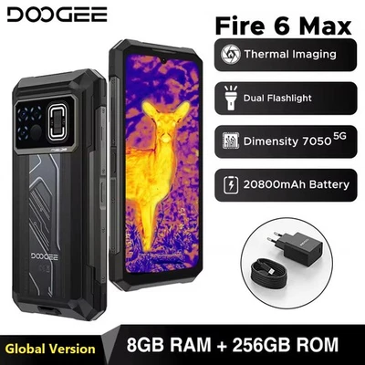 DOOGEE Fire 6 Max 5G Rugged Phone Thermal Imaging 120HZ 20800mAh Flashlight NFC - Image 1 of 4
