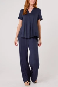 Women Oversized Short Sleeves Top & Wide Leg Pant 2 Pieces Loungewear Co-Ord Set - Picture 1 of 6