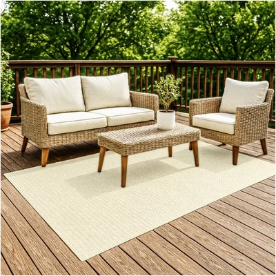 Alfombras Koeckritz entrelazadas marfil duraderas interiores/exteriores Foto 1 de 4