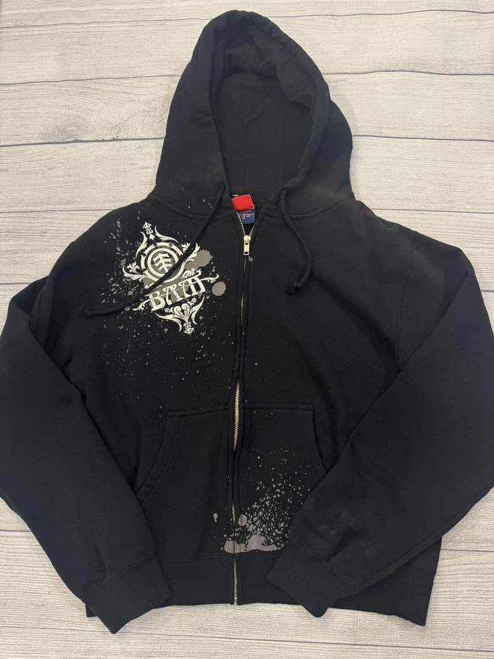 Element Hoodie Sweatshirt Womens Large Black Full Zip Graphic Skateboard - Image 1 of 4