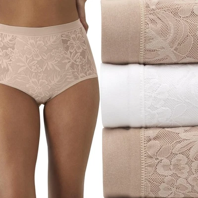 Bali Women's Breathe Briefs, High-Rise, 3-Pack, Lace Cotton Modal - Image 1 of 4