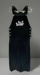 Vintage Disney 101 Dalmatians Black Corduroy Overalls Ankle Dress Women’s Sz XL - Picture 1 of 7