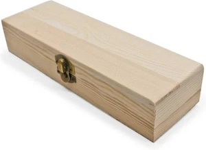 Plain Unfinished Wood Pencil Box, Unpainted Rectangle DIY Artist Tool and... - Picture 1 of 6