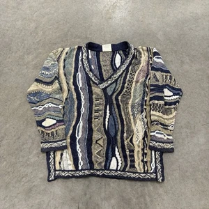 Coogi Classic Sweater Multicolor Intricate 3D Abstract V Neck Medium Cotton - Picture 1 of 4