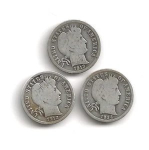 Moneda de diez centavos de barbero 1912, 1913, 1914 - Imagen 1 de 2