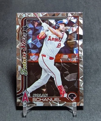 Nolan Schanuel Diamante Foil Future Stars 2025 Topps Series 1 Card 210 LA Angels - Image 1 of 2