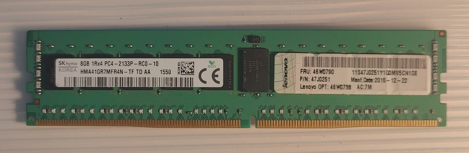 SK Hynix 8GB DDR4-2133P RDIMM HMA41GR7MFR4N-TF IBM FRU 46W0790 / 46W0788 - Bild 1 von 1