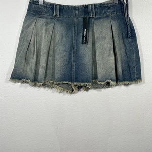 Fashion Nova Mini Skort Womens XL Diana Tinted Denim Pleated Festival 90s Y2K - Picture 1 of 8