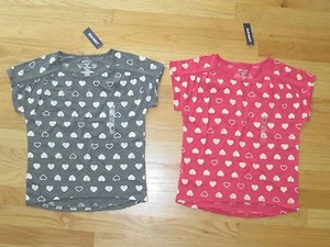 Twin girls OLD NAVY HEARTS CHARCOAL GRAY FUCHSIA PINK shirts NWT 6 7 - Bild 1 von 7