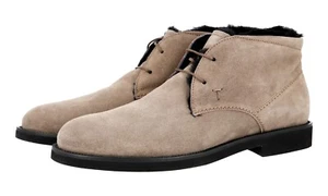 TOD'S Suede SHEARLING FUR Lined Desert Boots - Beige - NEW - Picture 1 of 11