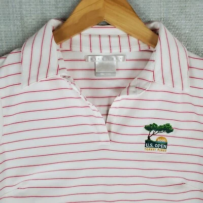 NIKE GOLF x TORREY PINES Mujer Talla Mediana Polo Dri-Fit Rosa Blanco Rayas Foto 1 de 4