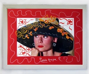 MARIA MURGIA "Audrey Hepburn" - Fotografia dipinta cm 40x30 - - Foto 1 di 5