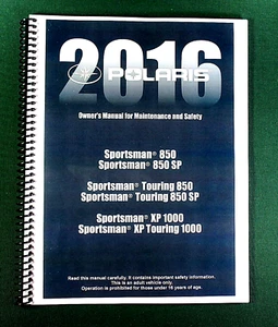 2016 Polaris Sportsman 850 ATV Owner's Manual: 168 Pages & Protective Covers - Picture 1 of 1