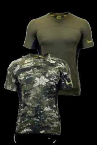 Huntech Men's S/S Glaciertech Tee - Green, Kakariki Camo - Picture 1 of 3