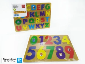 2 Pezzi Puzzle Alfabeto Giocattolo Educativo in Legno Blocchi Lettere e numeri - Foto 1 di 1