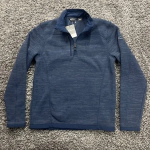 Eddie Bauer Sweater Fleece Mens Small Navy Blue EB254 Embroidered Logo - Picture 1 of 15