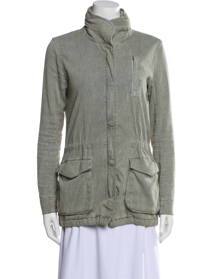 Chaqueta de Campo James Perse Twill Utility Con Capucha Cremallera Completa Militar Gris 0 Pequeña Foto 1 de 3