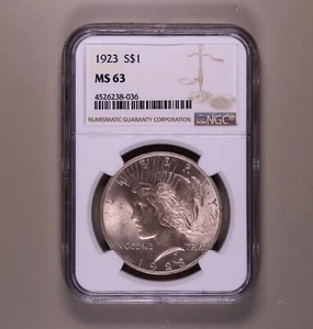 1923 Peace Dollar NGC MS63 ***SELTENER ORIGINAL SILBER DOLLAR*** - Bild 1 von 4