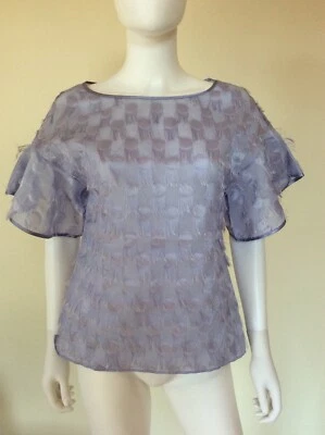 Top informal de oficina BANANA REPUBLIC para mujer XS púrpura con flecos día noche avanzado nuevo con etiquetas Foto 1 de 4