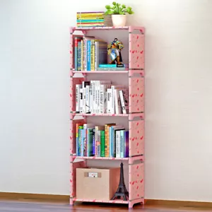 4 Cube Bookshelf Bookcase Storage Shelves 4 Tier Shelving Cabinet Display Rack - Picture 1 of 47