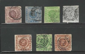 Denmark 1850s Used Lot, Scott 2 - 3, 5 - 9, SCV $450+ - Picture 1 of 2