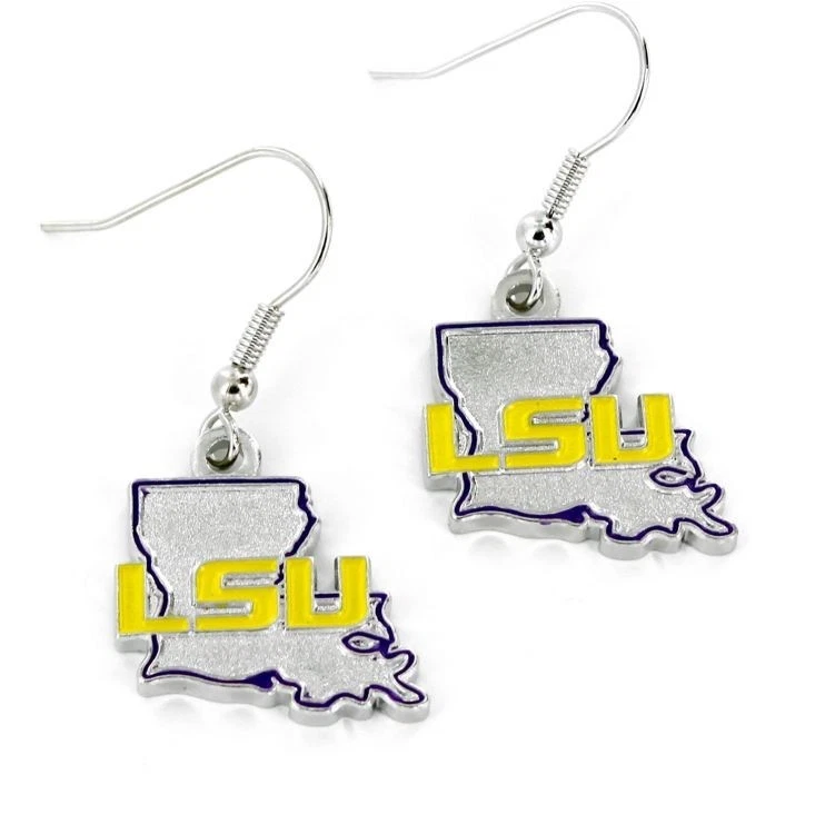 LSU - STATE DESIGN LOGO - DANGLE EARRINGS - BRAND NEW - CCP-ER-469-50 - Image 1 of 1
