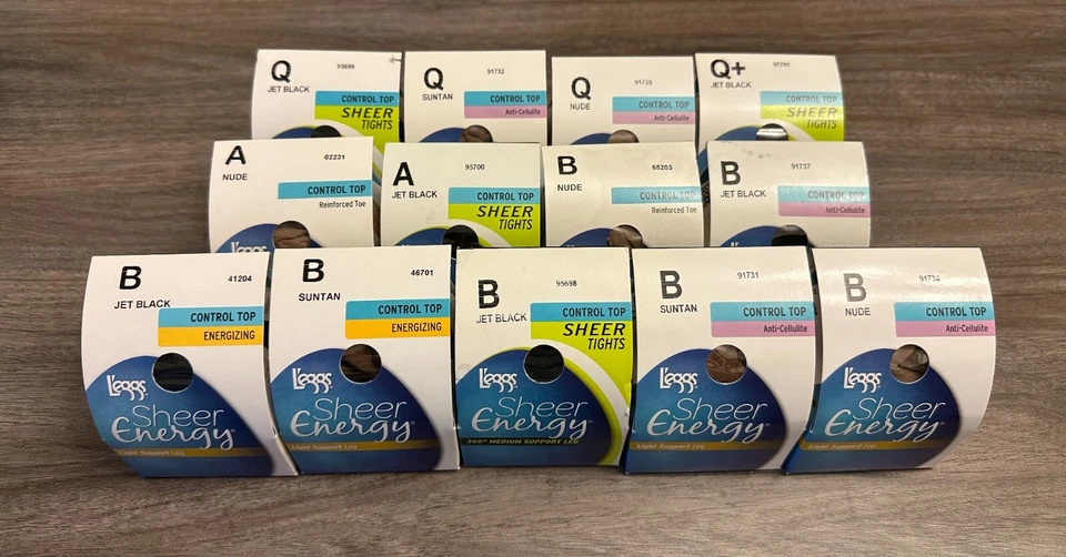 12 Pack Leggs Sheer Energy Control Top Energizing Size Q Black Light Support Leg