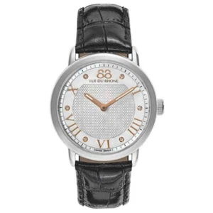 88 RUE DU RHONE WHITE DIAL 6 DIAMONDS BLACK STRAP WOMEN'S WATCH 87WA130037 NEW - Picture 1 of 2